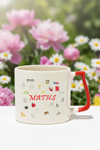 qoeuyl boutique Mathematics Themed Icons Maths Printed Lightweight Ceramic Mug Cup