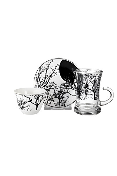 Generic 36-piece patterned cup and saucer set