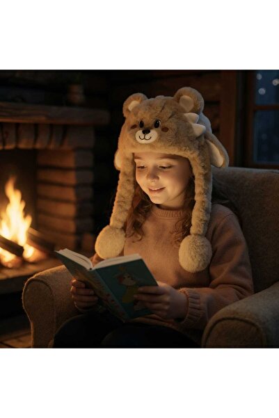 Aware Time 9-15 Years Old Plush Figured Winter Hat with Movable Ears