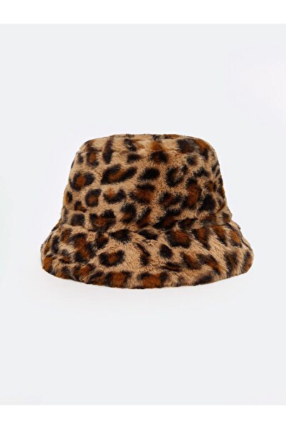 LC Waikiki Leopar Desenli Kürklü Kadın Bucket Şapka