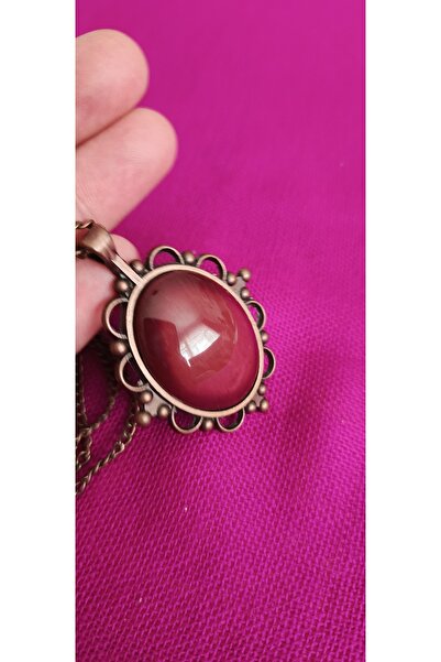 Nurtakı Çini Taşlı Bakır Renkli Kolyesi