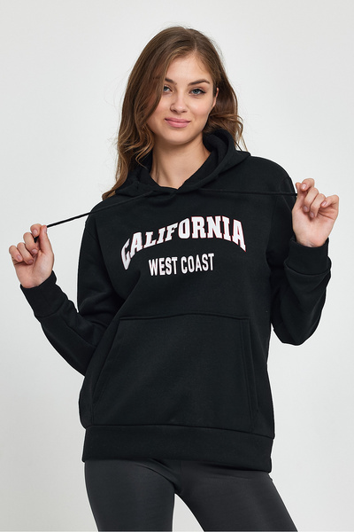Superlife قميص نسائي مريح بغطاء للرأس مصنوع من الصوف بثلاث خيوط مطبوع عليه California West SPR24SWK08