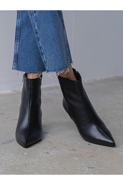 ECENİN BUTİĞİ Lydia Siyah Hakiki Deri Kadın Bot