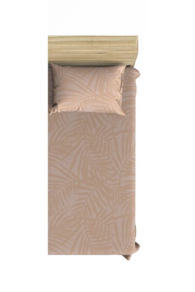 Maki Home Σετ σεντόνια μονό κρεβάτι με ελαστικό πάτο Makiteks 120x200+50x70 με σχέδιο από φύλλα βαμβακιού 100%