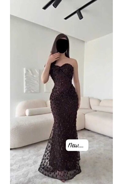 NALA FASHION Dark brown evening dress