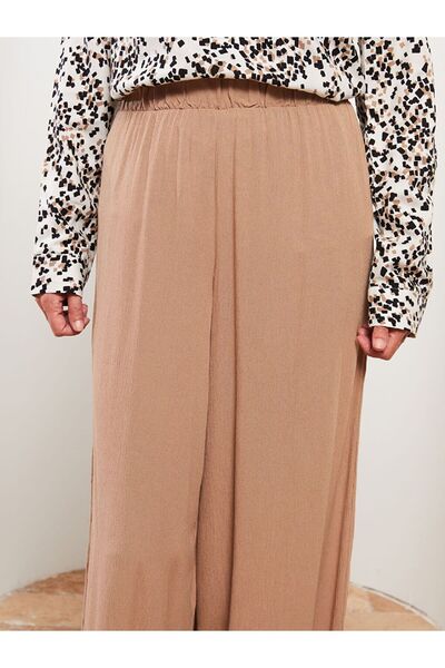 LC Waikiki Comfortable Fit Straight Viscose Women's Trousers with Elastic Waist