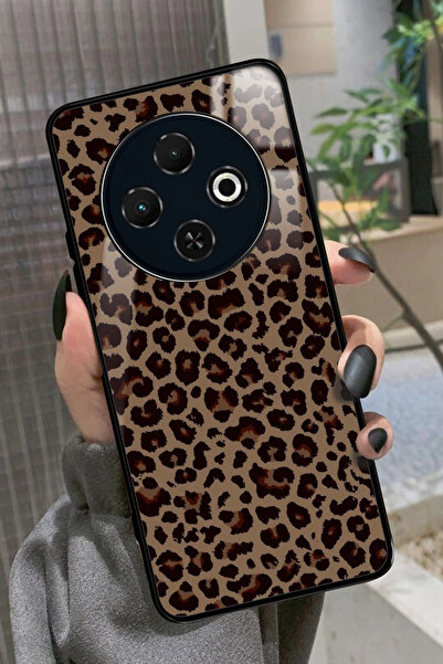 TECNO Spark 30C Uyumlu Kahverengi Leopar Tasarımlı Glossy Premium Kılıf