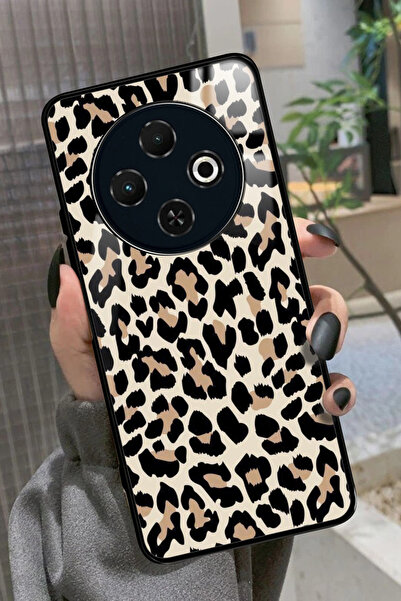 TECNO Spark 30C Uyumlu Kahverengi Leopar Tasarımlı Glossy Premium Kılıf