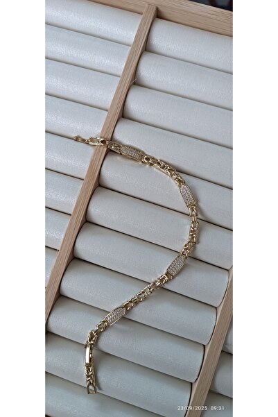 ARİ TAKI Gold Steel Bracelet with Cast-In Stones