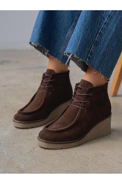 ECENİN BUTİĞİ Durel Kahve Süet Hakiki Deri Kadın Bot