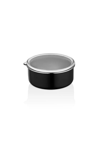 GİZEM Enamel Storage Container 18 cm 1200 ml Inside-Outside Black
