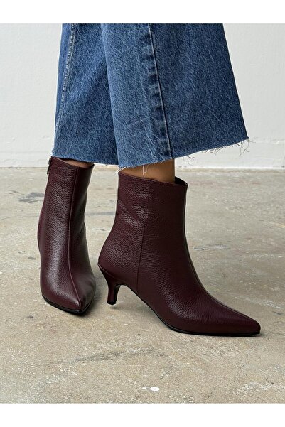 ECENİN BUTİĞİ Lydia Bordo Hakiki Deri Kadın Bot