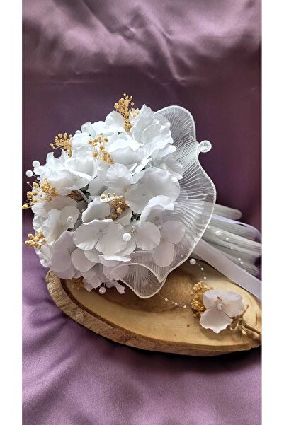 Beyaz inci tasarım Buchet de mireasă de sezon nou, design special cu perle de hortensie și detalii Cipso