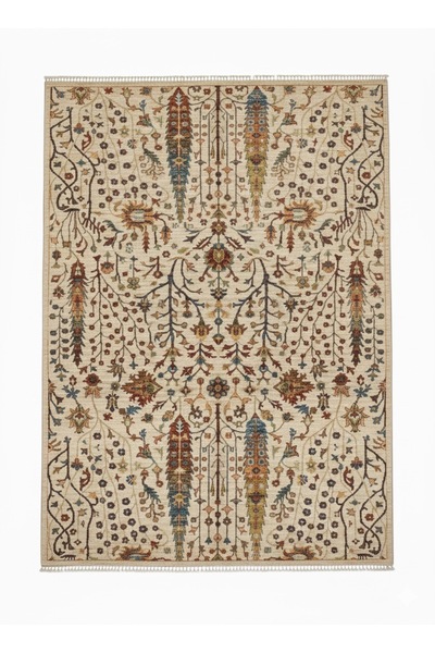 Vog Halı Hayat Ağacı Motifli İran El Dokuma Halısı – Orijinal Yün Klasik Krem...