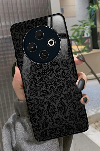 TECNO Spark 30C Uyumlu Siyah Karışık Tasarımlı Parlak Premium Kılıf