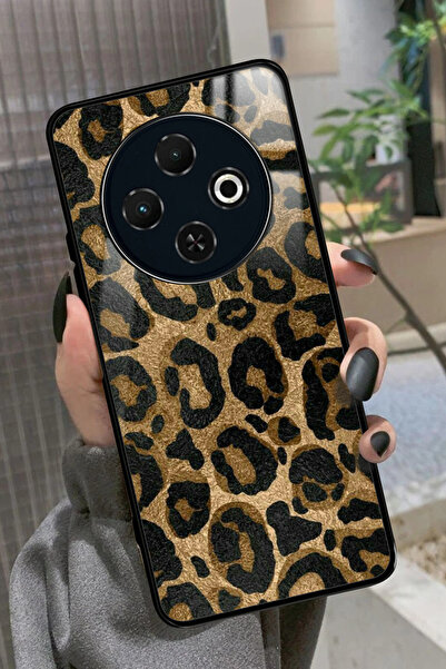 TECNO Spark 30C Uyumlu Kahverengi Leopar Tasarımlı Glossy Premium Kılıf