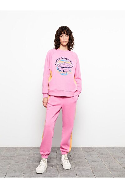 LC Waikiki Color Block Women's Thick Jogger Sweatpants with Elastic Waistband