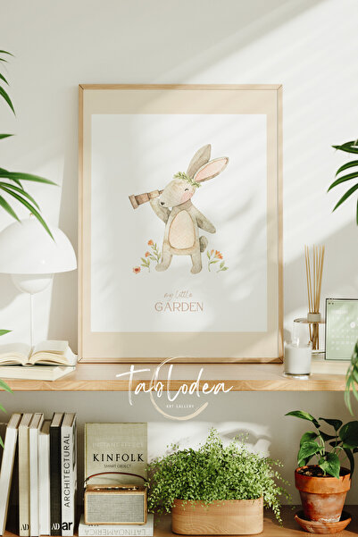 tablodea Meraklı Tavşan Beige Διακόσμηση τοίχου βρεφικού δωματίου με κορνίζα ...