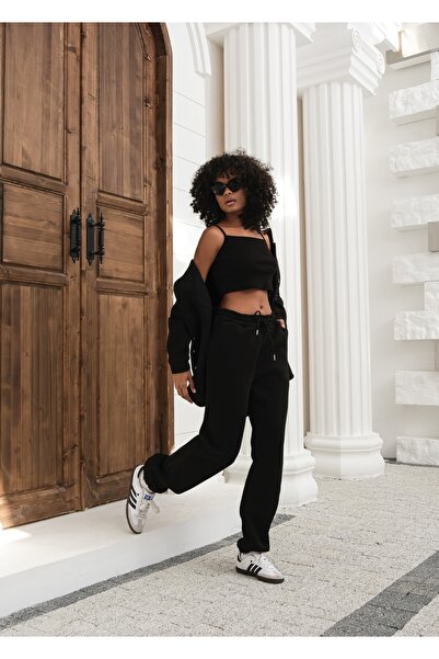 OUZ 3 Thread Ribbed 100% Cotton 3 Piece Sportswear Set