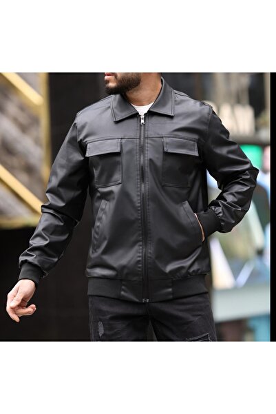 BAROS Jachetă din piele artificială cu detaliu de husă cu buzunare duble
