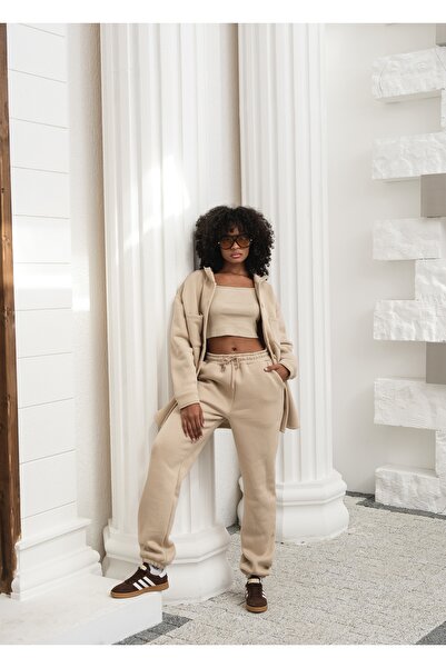 OUZ 3 Thread Ribbed 100% Cotton 3 Piece Sportswear Set