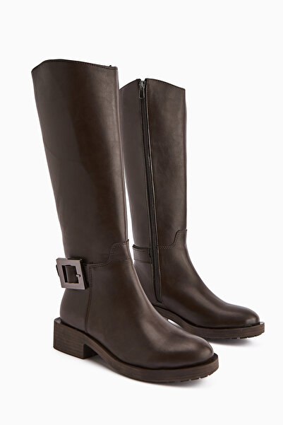 Limoya Becky Brown Buckle High-Sole Women's Boots