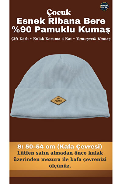 Mustran Baby Kids Beanie Ribbed Cotton Winter Soft Hat Double Layer Ear Gift