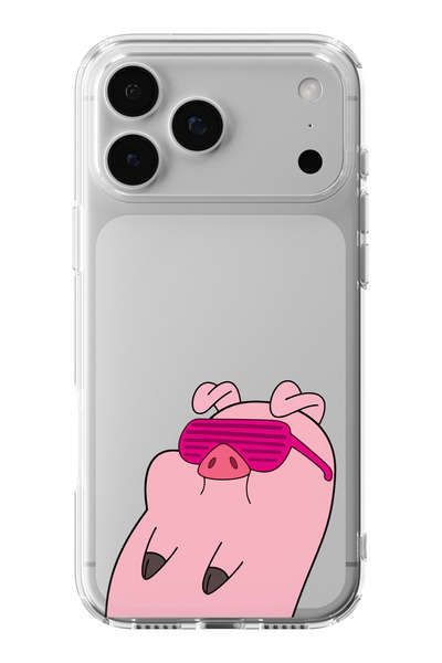 moonset Iphone 17 Pro Uyumlu Sevimli Domuz Tasarımlı Baskılı Şeffaf Telefon K...