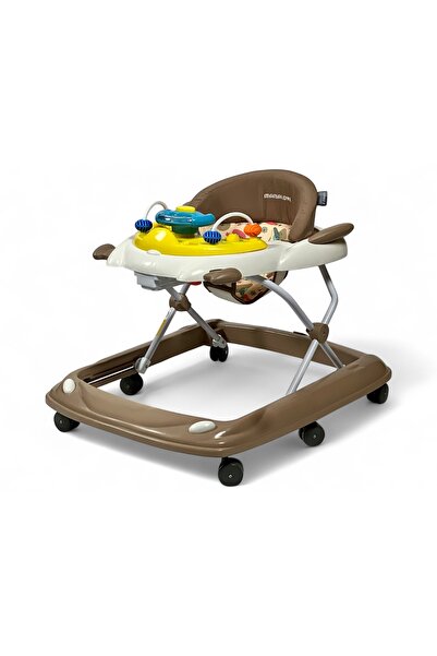 ALBADER Baby Walker with Adjustable Height, Foldable Walker, Cushioned Seat, MAMALOVE Baby Walking Trainer