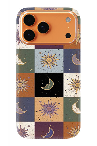 moonset Iphone 17 Pro Uyumlu Renkli Ay ve Güneş Tasarımlı Baskılı Şeffaf Tele...