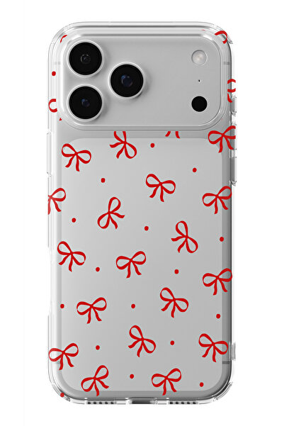 moonset Iphone 17 PRO MAX Uyumlu Kurdele Tasarımlı Baskılı Şeffaf Telefon Kılıfı