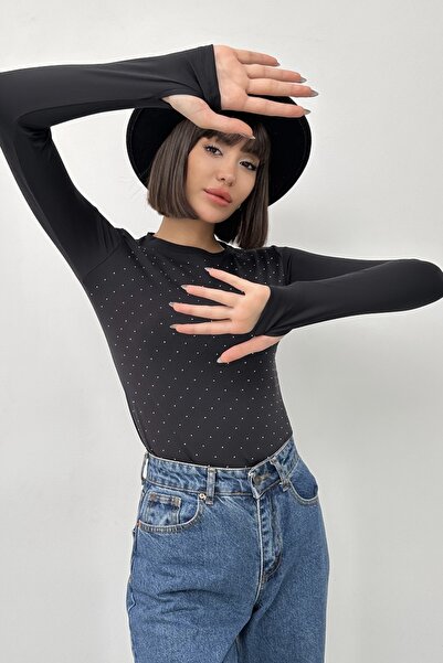 New Now Love It Stone-Detail Finger-Through Modal Blouse