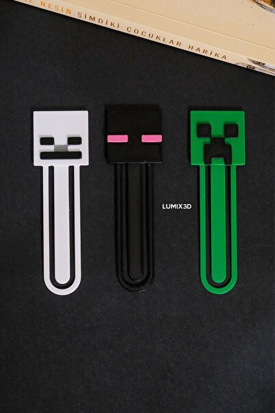 lumix3d Minecraft Enderman Creeper ve Skeleton Kitap Ayracı Seti (3'lü)