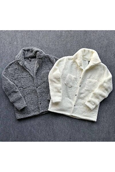 brozzi men Jachetă de pluș unisex alb-gri