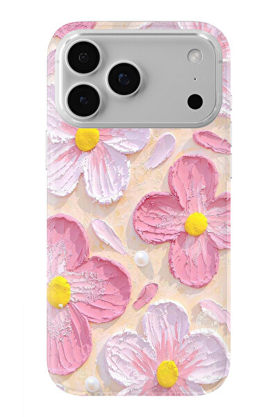 moonset Iphone 17 PRO MAX Uyumlu Pastel Çiçek Tasarımlı Baskılı Şeffaf Telefo...