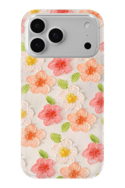 moonset Iphone 17 Pro Uyumlu Çiçek Tasarımlı Baskılı Şeffaf Telefon Kılıfı