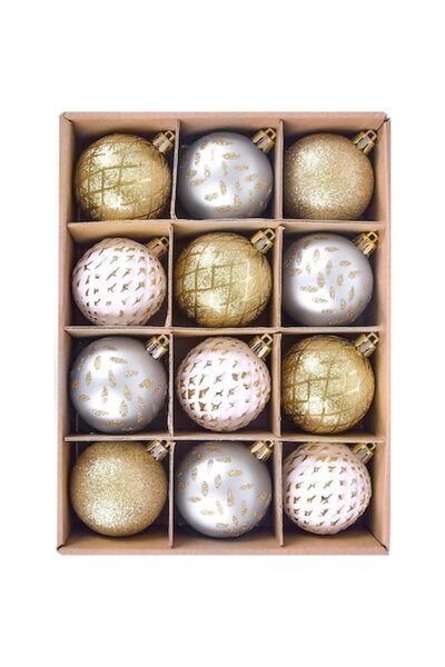 Home4U Set ornamente de brad Timeless Tools, 40 piese, Globuri mate si lucioase