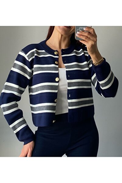 Noa Noa Смугаста кофта з деталями у вигляді ґудзиків