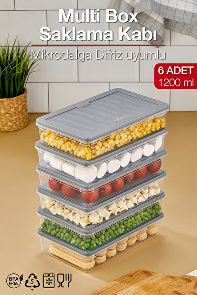 ALP HOME Multi Box 6 Lı Set Saklama Kabı Seti - Dondurucu & Mikrodalga Uyumlu