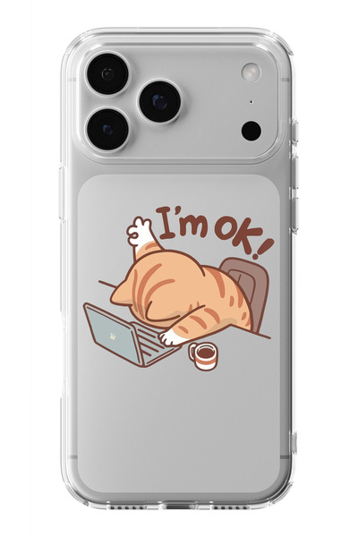 moonset Iphone 17 Pro Uyumlu Sevimli Kedi Tasarımlı Baskılı Şeffaf Telefon Kı...