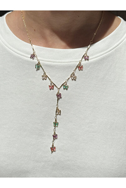 Eylülün Takısı قلادة نسائية ذهبية اللون على شكل فراشة موديل Y