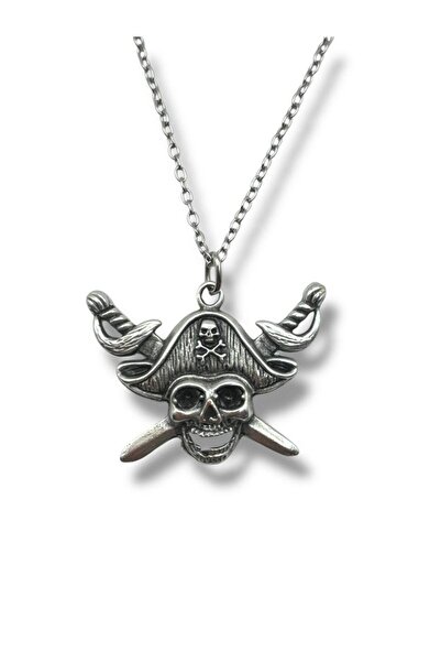 Herşey Nota Skull Pirate Patterned Unisex Necklace – Antique, Rebellious, and Original Design