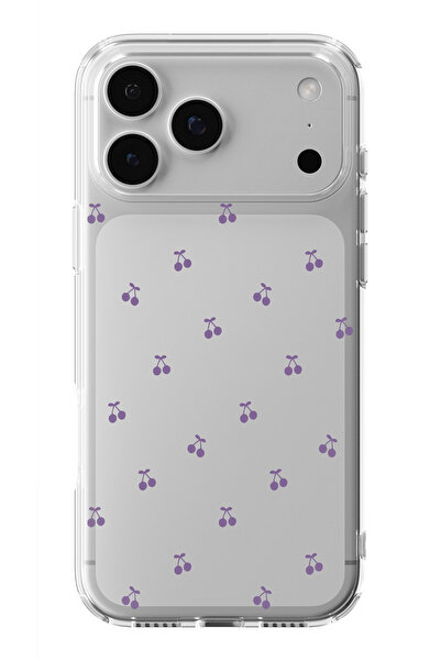 moonset Iphone 17 PRO MAX Uyumlu Kiraz Tasarımlı Baskılı Şeffaf Telefon Kılıfı