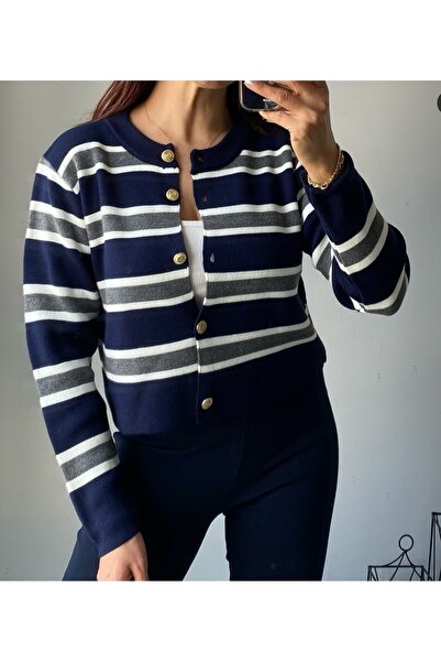 Noa Noa Смугаста кофта з деталями у вигляді ґудзиків