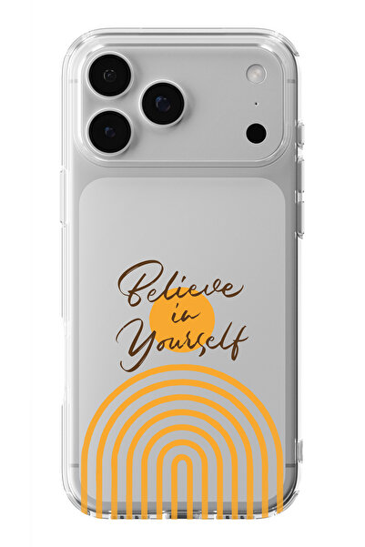 moonset Iphone 17 PRO MAX Uyumlu Believe Tasarımlı Baskılı Şeffaf Telefon Kılıfı