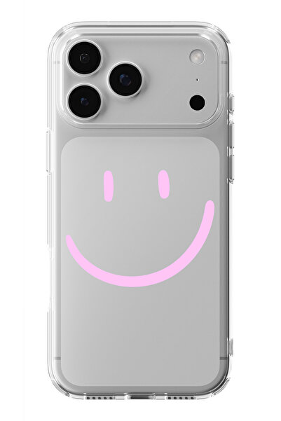 moonset Iphone 17 PRO MAX Uyumlu Gülen Yüz Tasarımlı Baskılı Şeffaf Telefon K...
