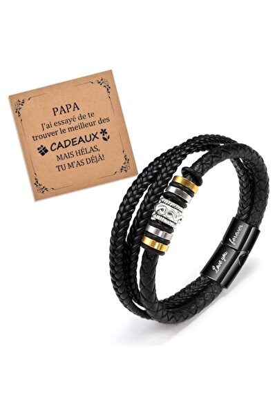 QAIZY Brățară bărbătească, model retro, cu închizătoare magnetică și oțel - CN