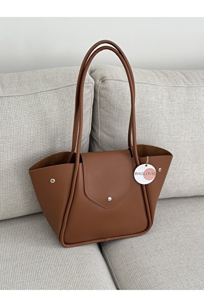 BAGLOVİS Дълга каишка Детайлна голяма чанта за рамо за жени EN40 Размер 28