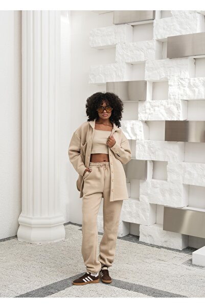 OUZ 3 Thread Ribbed 100% Cotton 3 Piece Sportswear Set