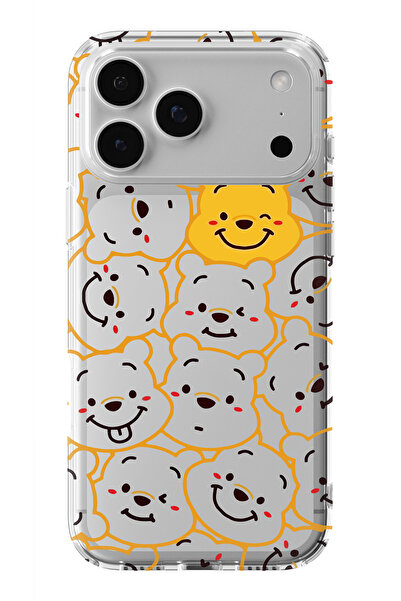 moonset Iphone 17 PRO MAX Uyumlu Winnie Tasarımlı Baskılı Şeffaf Telefon Kılıfı